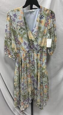 NEW Tash & Sophie Multicolor Floral Faux Wrap A Line Mini Dress Size S